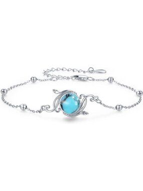 925 Sterling Silver Mermaid Floral Bracelet - Beachy Bohemian Gift for Women